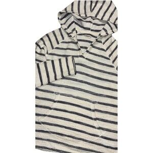 Roxy Hoodie Women's M Cream Blue‎ Striped Textured Beach Surf *no drawstring